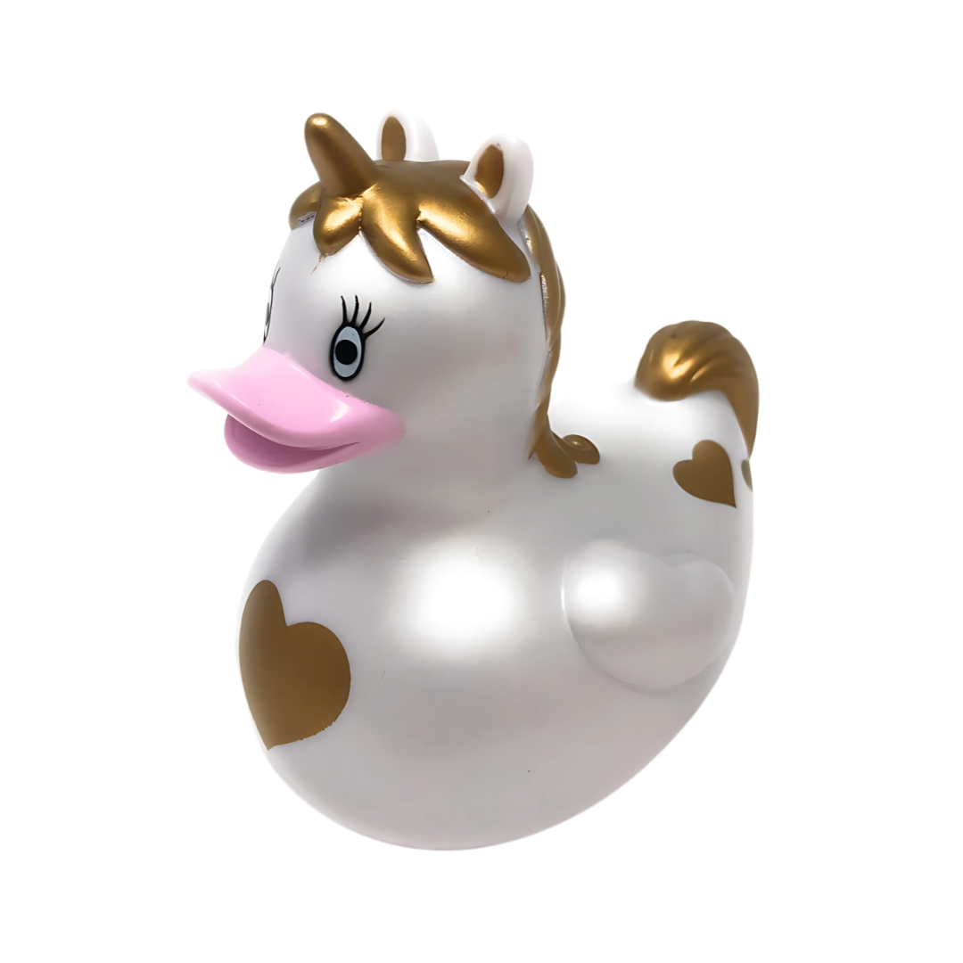 White/Gold Unicorn Rubber Duck