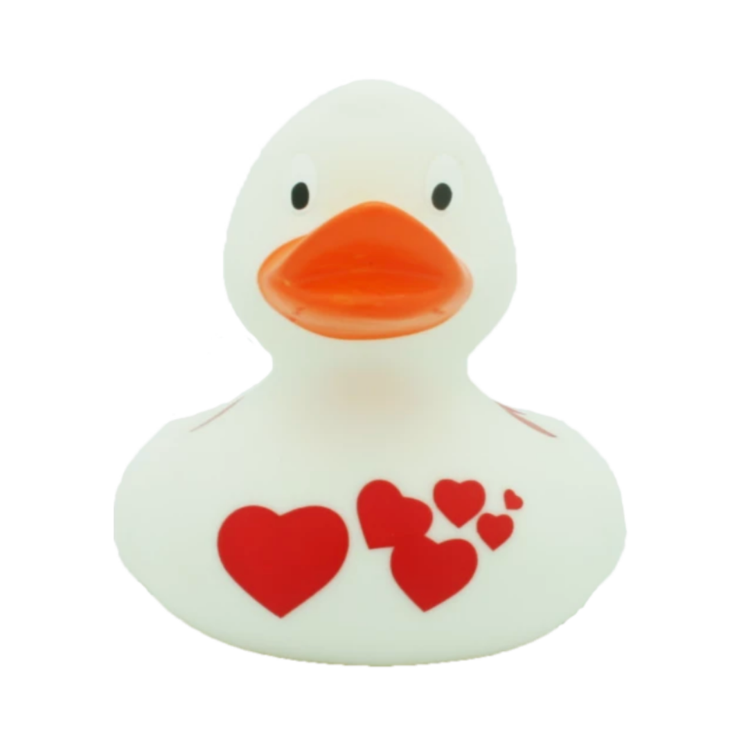 White/Red Hearts Rubber Duck