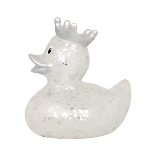 Gliiter Duck with Crown - Silver
