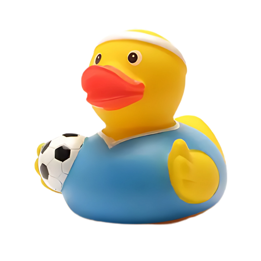 Soccer Duck - Blue Rubber Duck